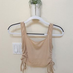 Shein tan shirt with ruching on sides